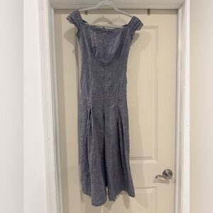 Free People Textured Blue Fabric Romper